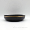 Luxo Golden Edge Color Glaze Cerâmica Conjuntos de utensílios de mesa